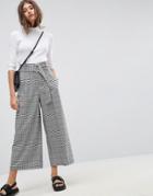 Asos Tailored Check Culotte With Oversized D-ring Detail Belt-multi