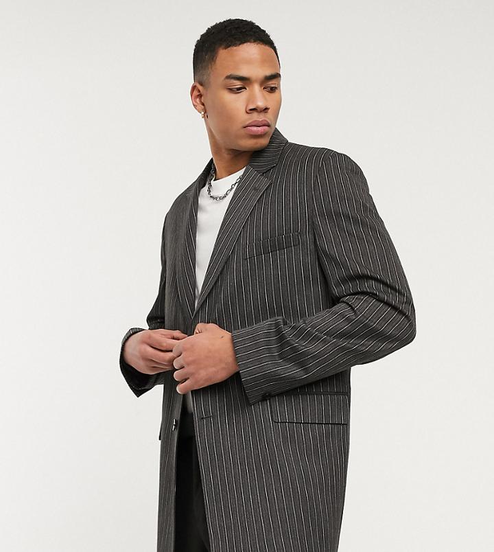 Reclaimed Vintage Blazer In Gray Stripe-grey