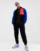 Mennace Zip Thru Jacket In Nylon With Borg-blue