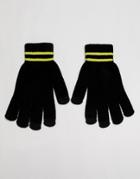 7x Gloves With Neon Stripe - Black