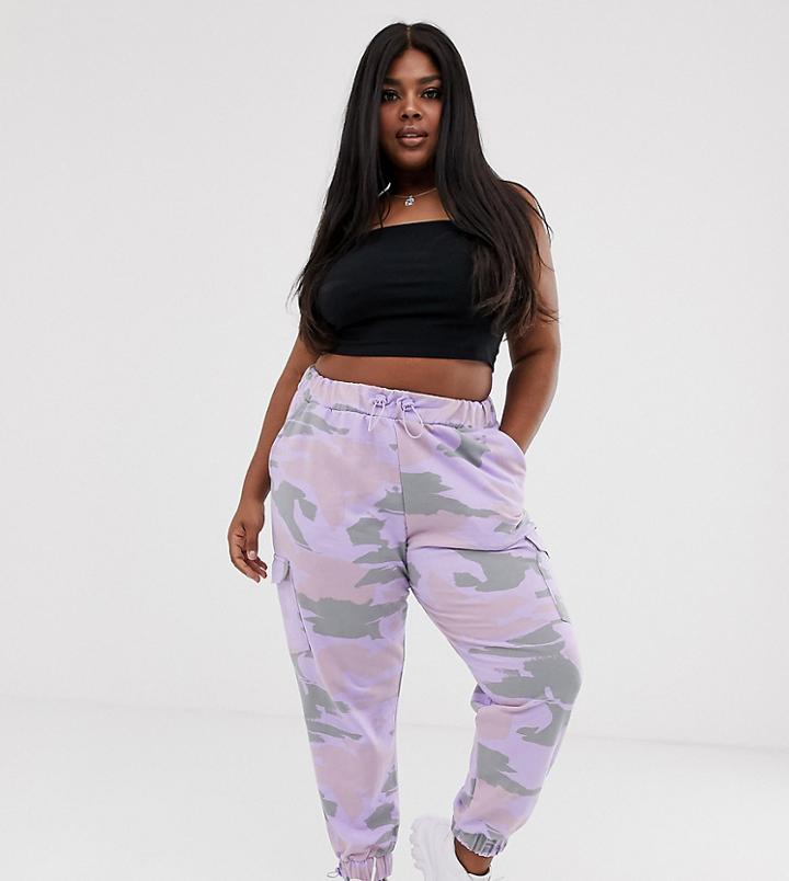 Asos Design Curve Jogger In Pastel Camo Print - Multi