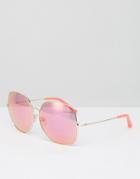 Matthew Williamson Pink Lens Oversized Sunglasses With Neon Pink Arm - Pink