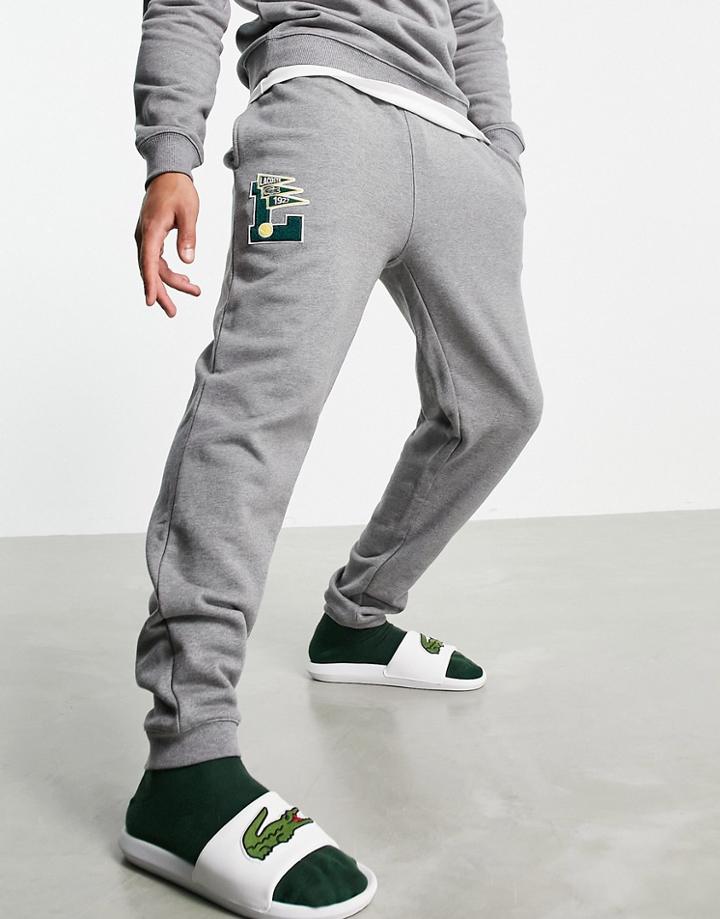 Lacoste Varsity Sweatpants In Gray Exclusive At Asos-grey