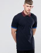 Fred Perry Polo Shirt With Contrast Trim In Navy - Navy