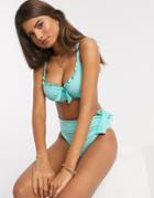 Pour Moi Fuller Bust Getaway Underwired Bikini Top In Mint-green