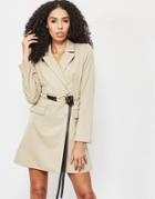 4th & Reckless Blazer Dress With Belt Detail In Camel-brown