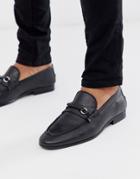 Silver Street Leather Metal Bar Loafer In Black - Black