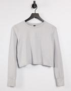 Cotton: On Active Long Sleeve Top With Cross Back In Gray Heather-grey