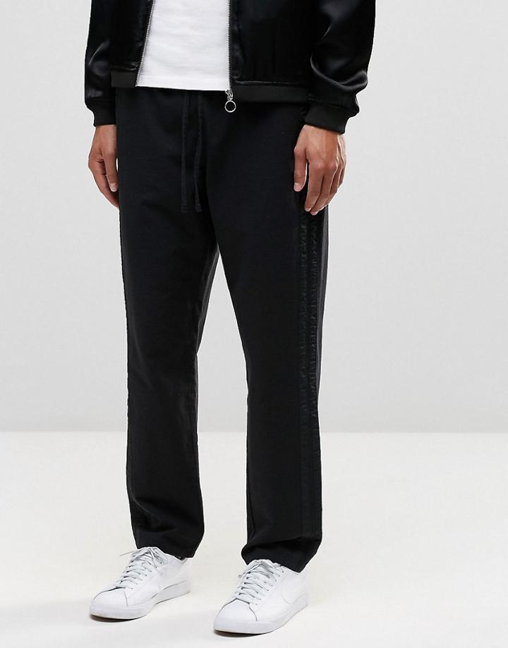 Asos Slim Jogger In Textured Stripe - Black