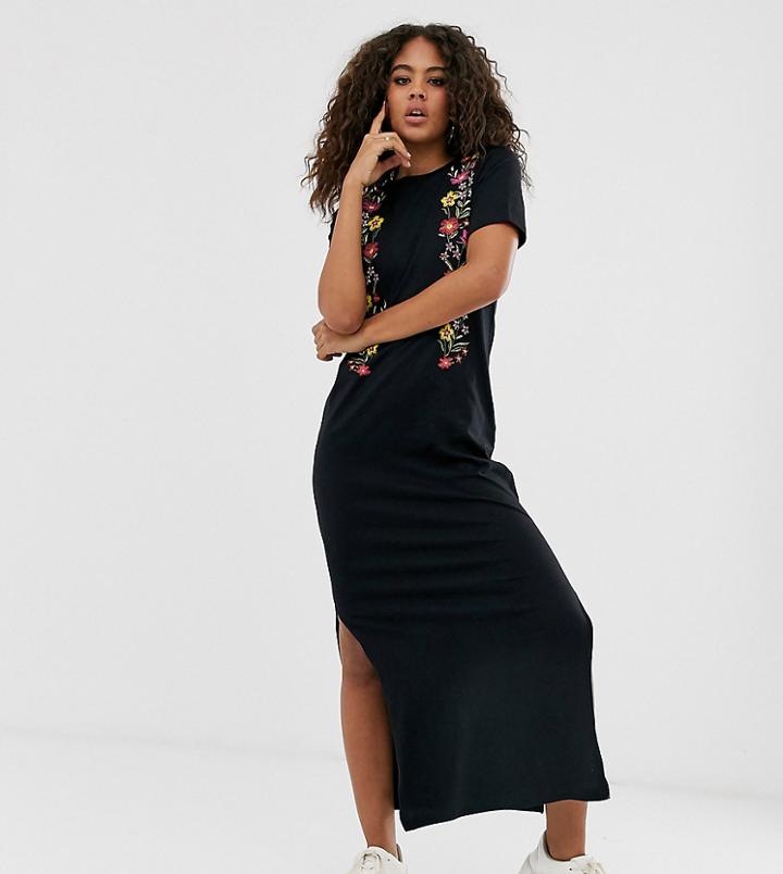 Asos Design Tall Printed Floral Midi T Shirt Dress
