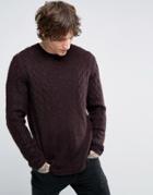 Asos Mohair Mix Cable Sweater In Chocolate Brown - Brown
