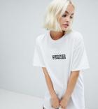 Crooked Tongues Oversized T-shirt With Logo Print In White - White