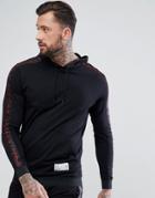 Religion Lounge Hoodie With Pocket And 'we Live In Black' Tape - Black