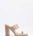 Simmi London Wide Fit Tour Padded Mules With Toe Loop In Dark Beige-neutral