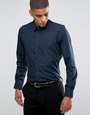 Hart Hollywood By Nick Hart Slim Smart Shirt - Navy