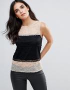 Ax Paris Lace Panel Blouse - Black