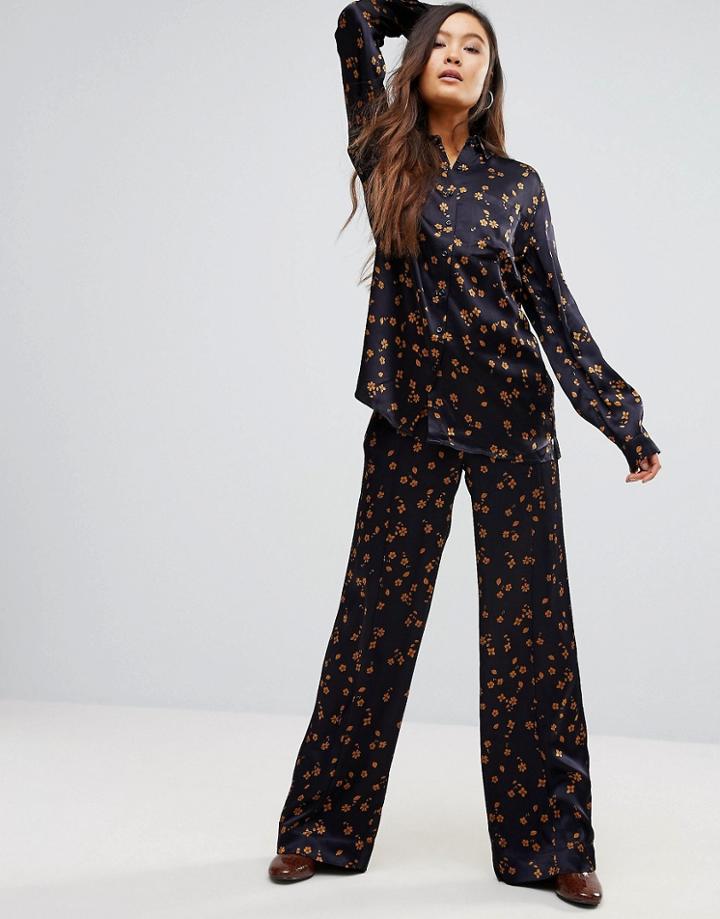 Gestuz Stella Floral Print Pants - Navy