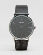 Asos Watch With Tweed Strap In Charcoal - Gray