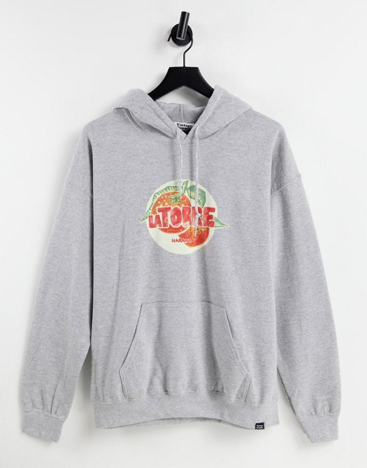 Vintage Supply Latorre Print Hoodie In Gray-grey