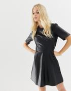 Asos Design Pu Mini Shift Dress - Black