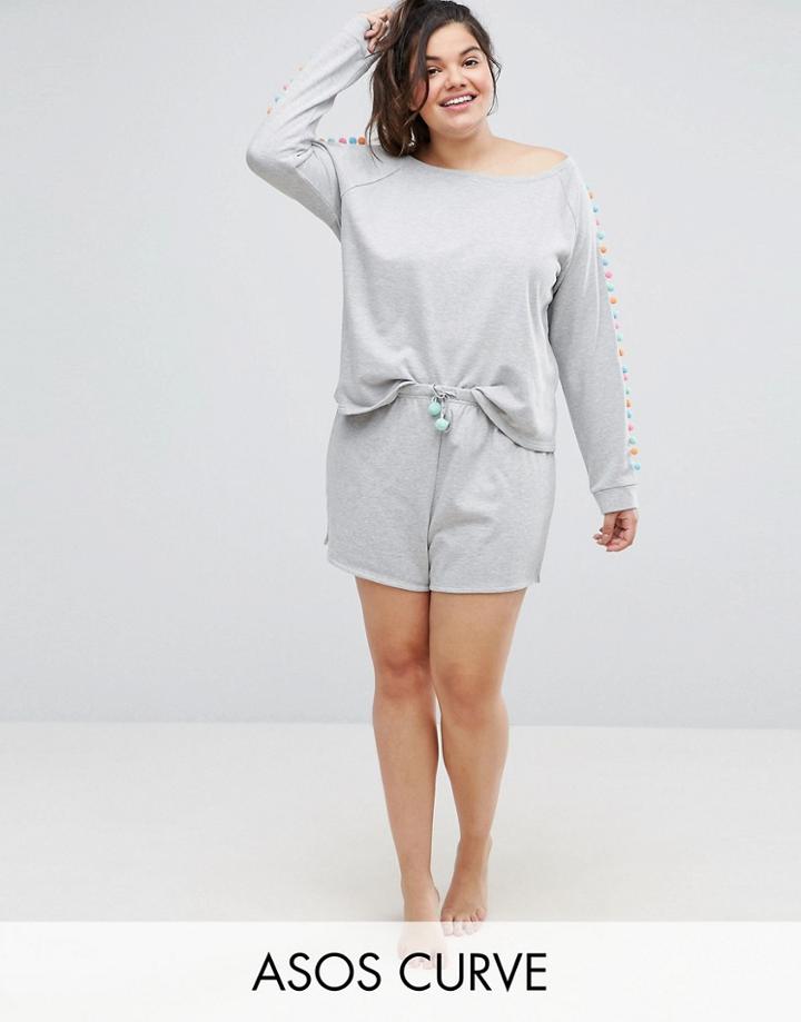 Asos Curve Lounge Pom Pom Short - Gray