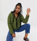 Noisy May Grid Padded Hooded Jacket
