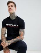 Replay Star Logo T-shirt In Black - Black