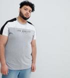 Asos Design Plus T-shirt With Colour Block And Los Angeles City Print - Gray