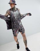 Roadies Of 66 Oversized Rainbow Sequin Shorts - Multi
