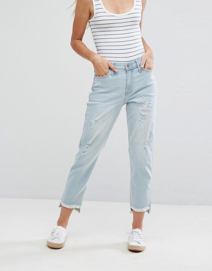 Hollister Light Destroy Girlfriend Jean - Blue