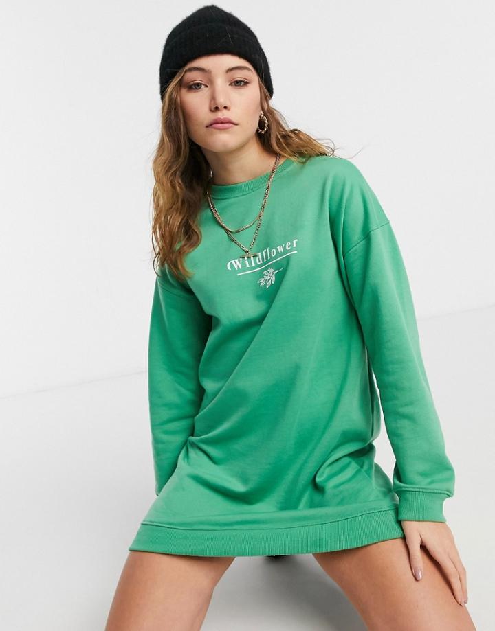 Heartbreak Sweatshirt Dress With Embroidery In Green