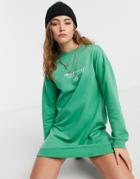 Heartbreak Sweatshirt Dress With Embroidery In Green