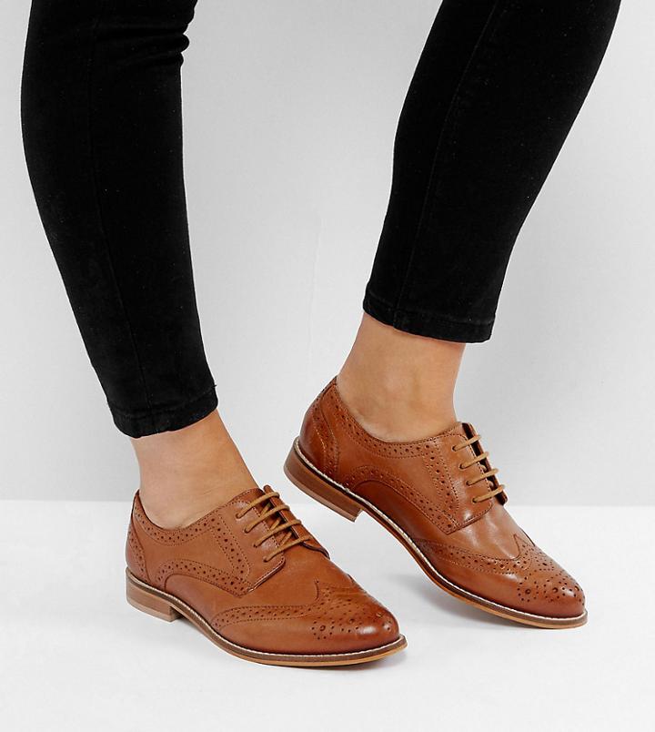 Asos Mojito Wide Fit Leather Brogues - Tan