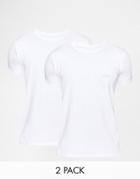 Hugo Boss 2 Pack Cotton Stretch T-shirt In Regular Fit - White