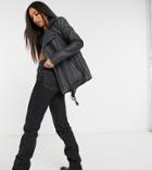 Urbancode Tall Aviator Leather-look Jacket In Black