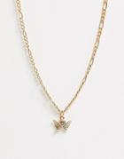 Asos Design Necklace With Cherub Pendant In Gold Tone