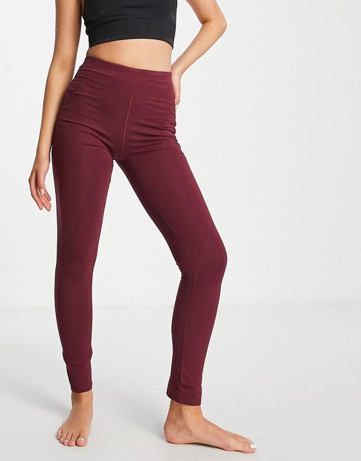 People Tree Yoga Leggings In Organic Cotton - Part Of A Set-red