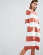 Selected Sisse Jersey Dress In Oversized Stripe - Multi