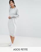 Asos Petite Chunky Knit Dress In Wool Mix - Gray