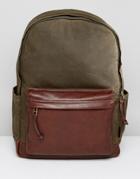 Fossil Defender Backpack In Waxed Canvas - Green