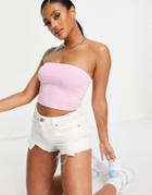 Asos Design Ultimate Bandeau Crop Top In Organic Cotton In Pink