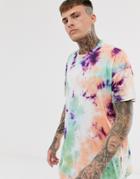 Liquor N Poker Oversized T-shirt With Acid Marble Wash-green