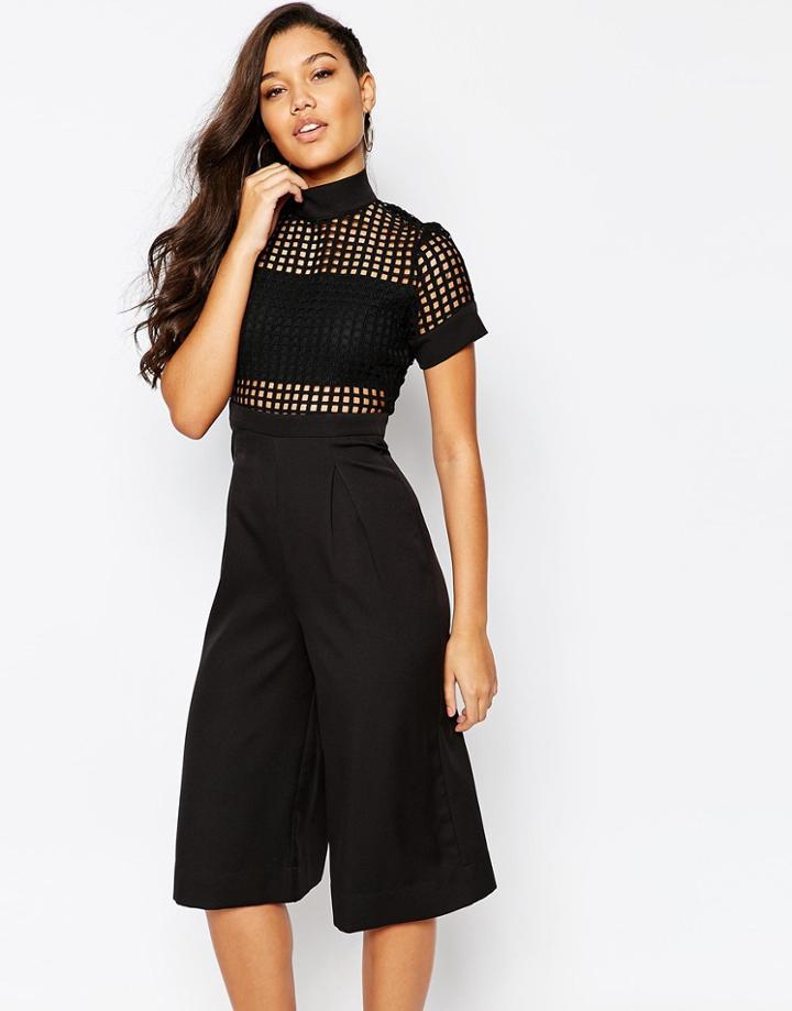 Missguided Cage Bodice Culotte Jumpsuit - Black