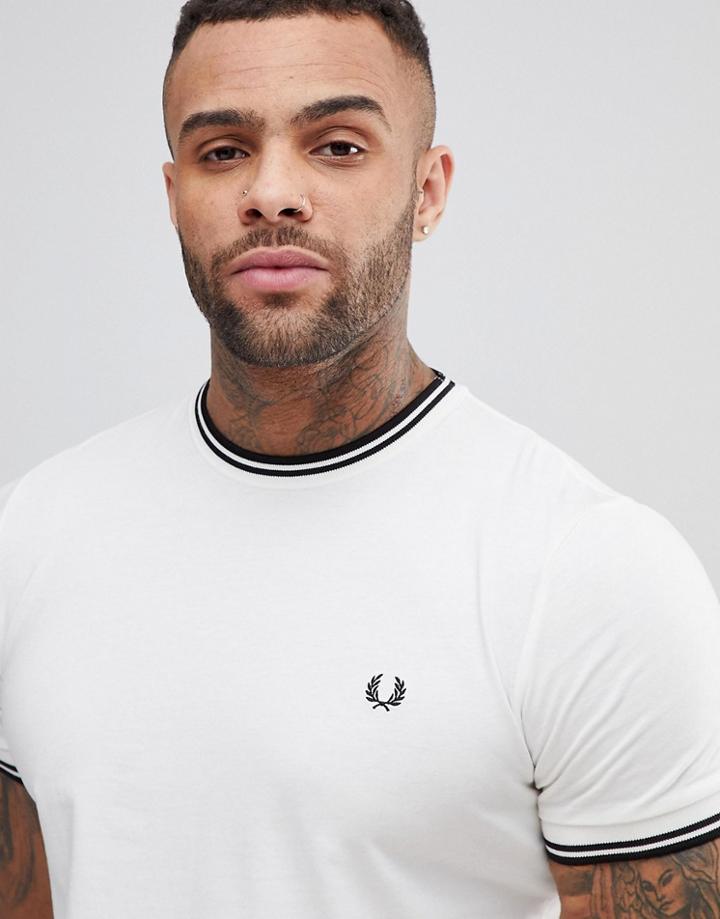 Fred Perry Slim Fit Twin Tipped Ringer T-shirt In White - White