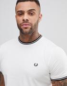 Fred Perry Slim Fit Twin Tipped Ringer T-shirt In White - White