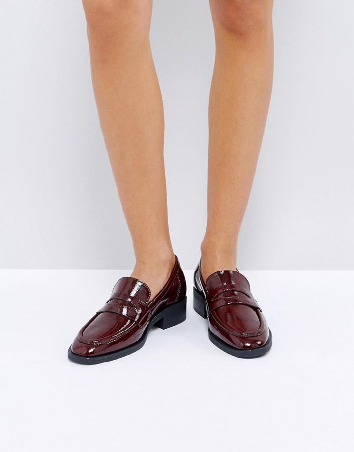 Asos Milan Premium Leather Loafers - Red