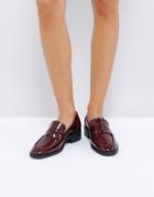 Asos Milan Premium Leather Loafers - Red