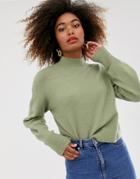 & Other Stories High Neck Sweater In Sage Green