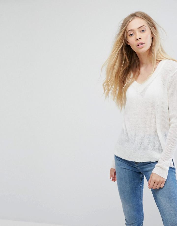 Ichi V-neck Sweater - White