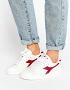 Diadora Game Low Sneakers In White & Red - White